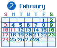 2019年02月カレンダー