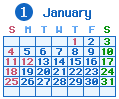 2009年1月カレンダー